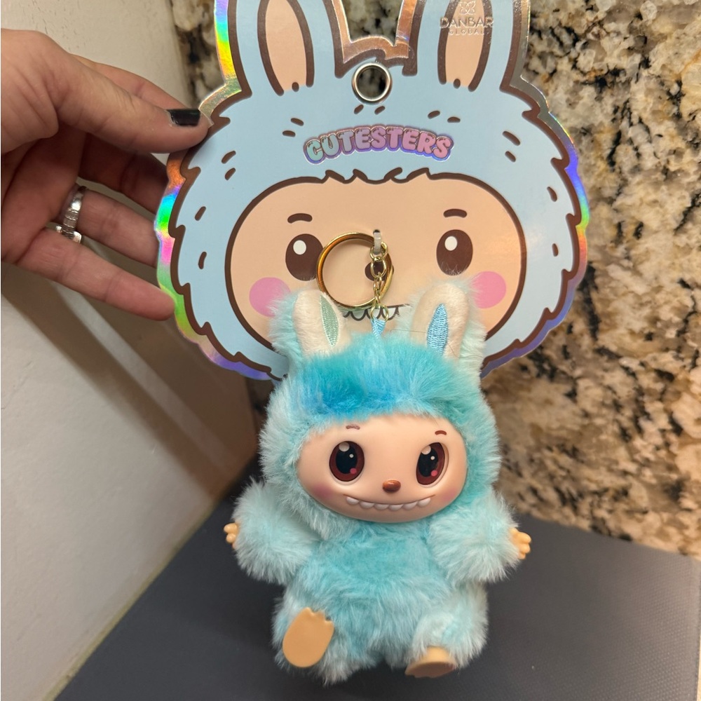 NWT Cutester Blue Ombre Fuzzy Plush Keychain by - Picture 2 of 6
